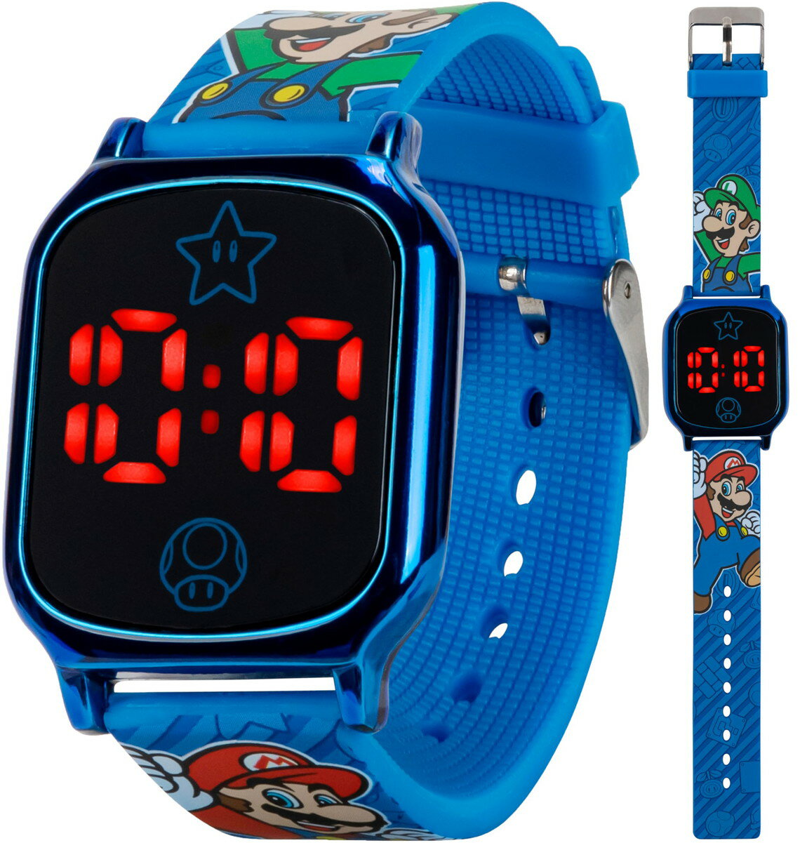 樂天商城 - Super Mario キッズ 腕時計 デジタル LEDタッチスクリーン ブルー シリコンバンド キャラクターウォッチ 子供用