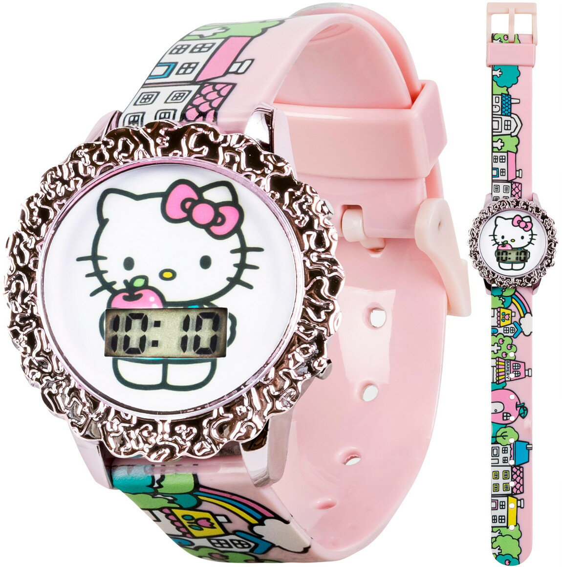 Watches - Sanrio Hello Kitty キッズ デジタル 腕時計 ピンク シティデザイン ストラップ ライト点滅機能付き 子供用