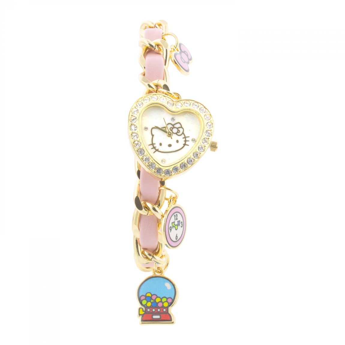 Watches - Accutime Hello Kitty 腕時計 アナログ ブレスレットウォッチ ピンク ゴールド ハート型 チャーム付き