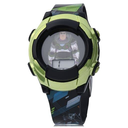 Accutime Disney Toy Story Lightyear キッズ デジタル腕時計 子供用 ブラック グリーン LEDライト付き