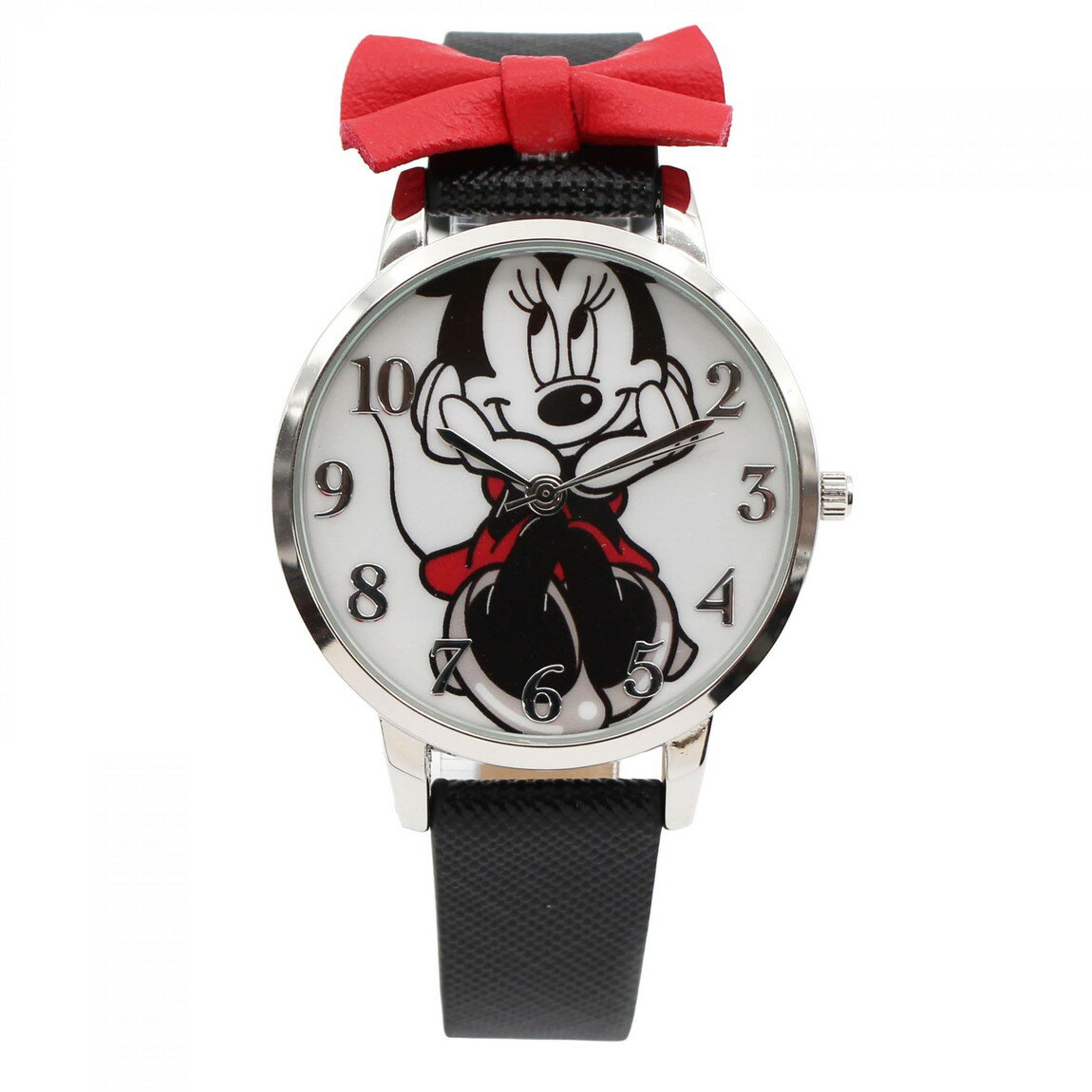 Watches - Disney Minnie Mouse アナログ腕時計 リボン付き ブラック レディース