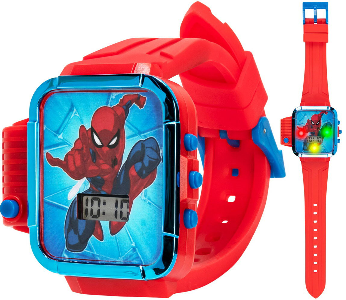 Accutime Marvel スパイダーマン デジタル腕時計 キッズ 子供用 フラッシュライト付き レッド