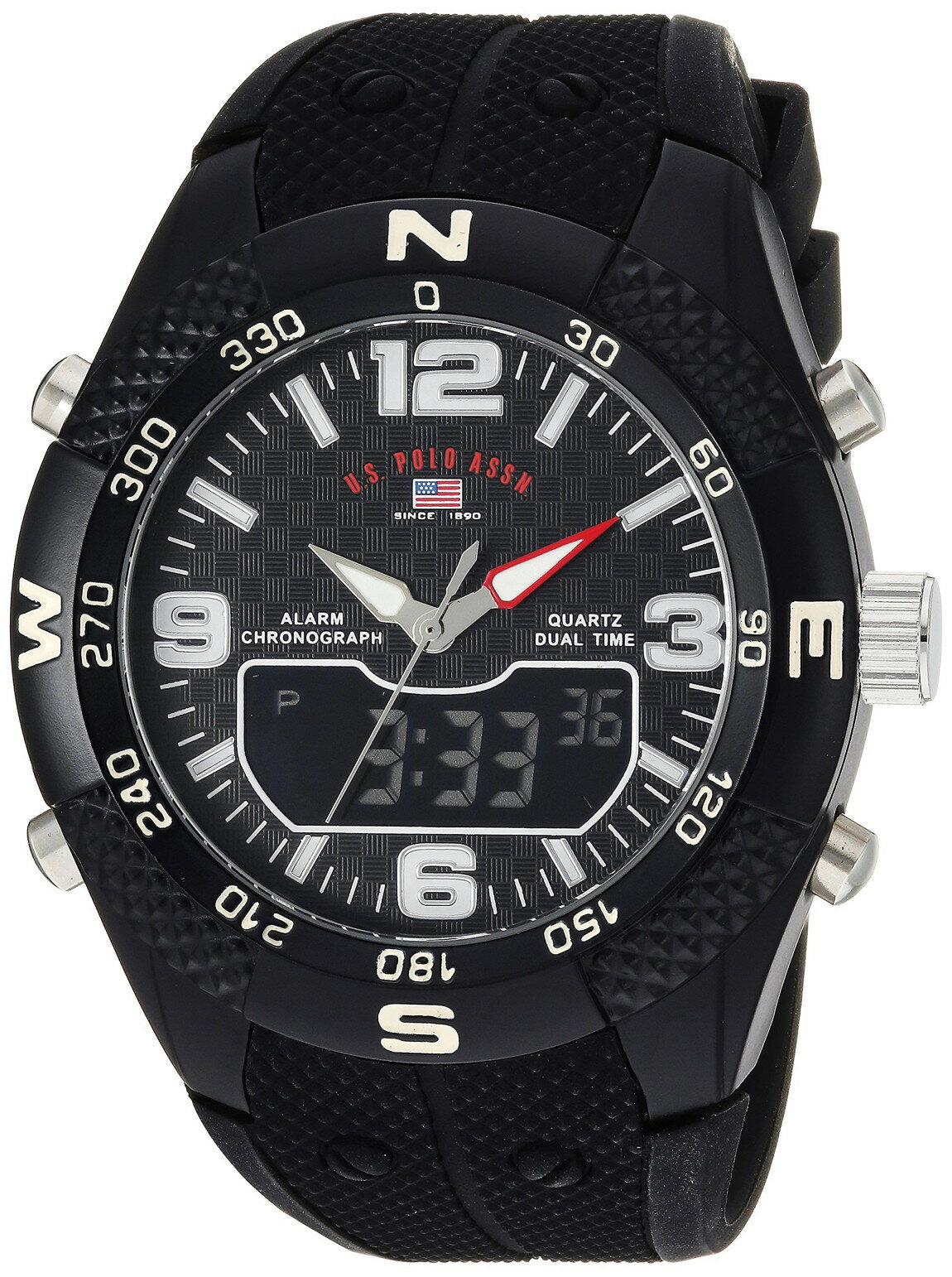 Watches - U.S. Polo Assn. メンズ 腕時計 アナログ デジタル クォーツ ブラック シリコンバンド スポーツウォッチ