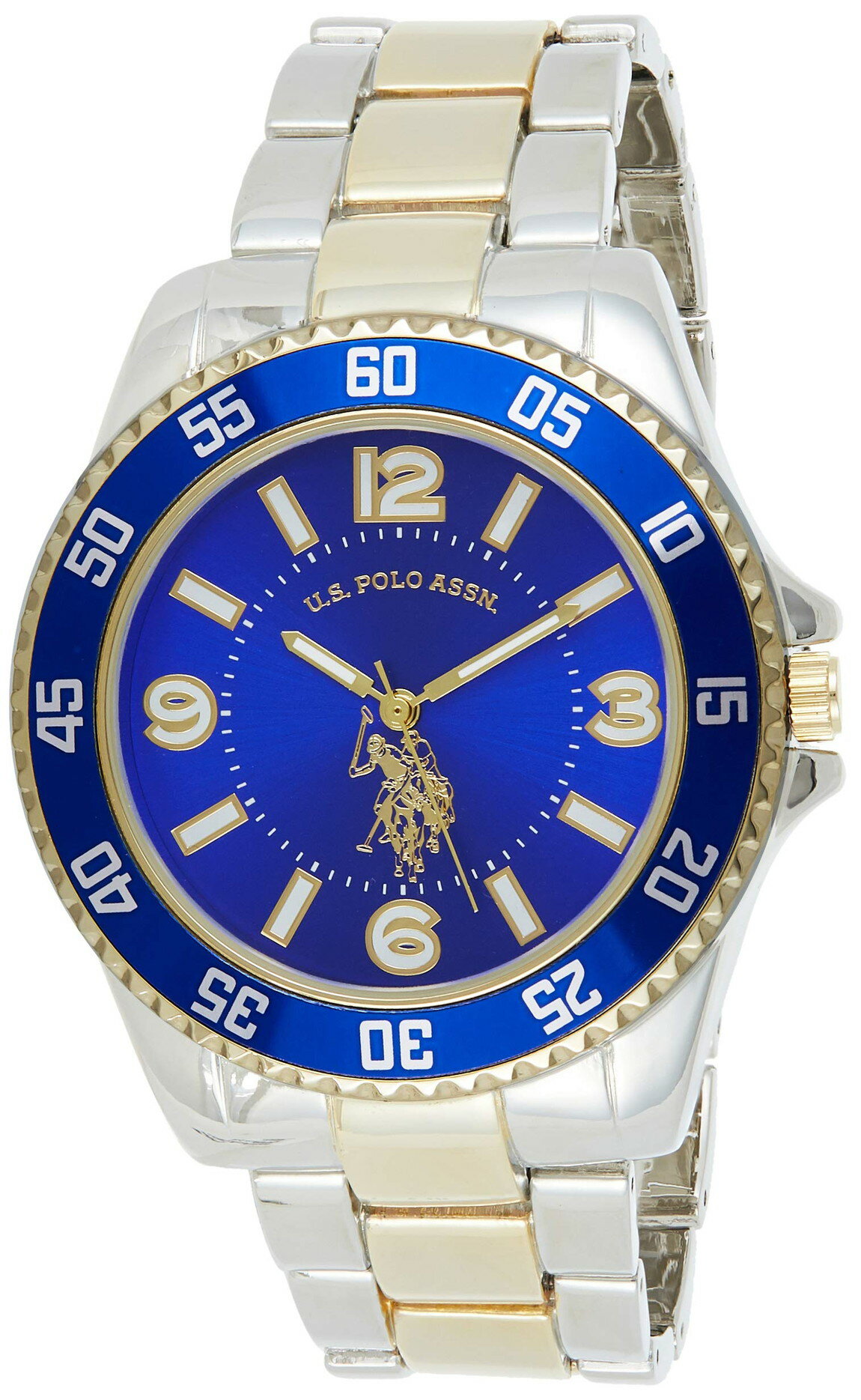 Watches - U.S. Polo Assn. メンズ 腕時計 アナログ クォーツ ゴールド＆シルバー コンビカラー ロイヤルブルー文字盤