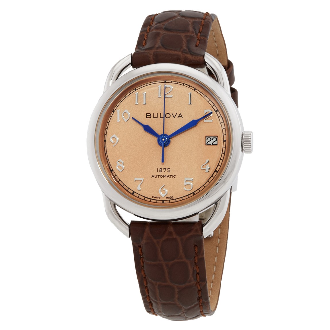 Bulova Commodore 腕時計 レディース 自動巻 シルバーケース ブラウンレザーストラップ ブラッシュ文字盤 96M154