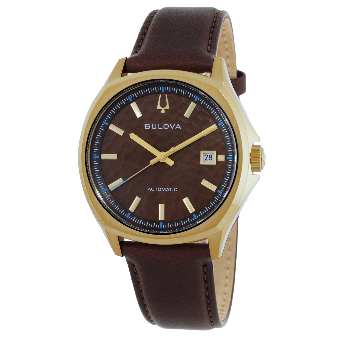 Bulova NYC Tony Bennett 腕時計 ブラウン文字盤 自動巻き レザーバンド 97B244