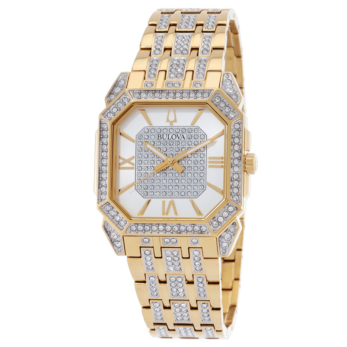 Bulova Octava 腕時計 メンズ クオーツ クリスタル シルバー文字盤 ゴールド コンビ 98A295