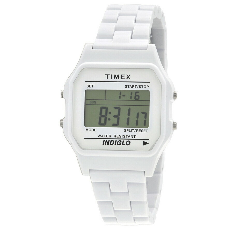 Timex Classic デジタル腕時計 クォーツ ホワイト樹脂ケース＆ストラップ スクエア型 スポーツウォッチ
