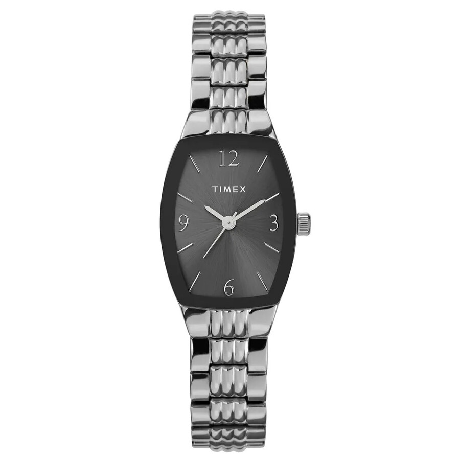 Other - Timex レディース腕時計 アナログ クォーツ ブラック文字盤 シルバー スクエア型 伸縮ベルト エクスパンション