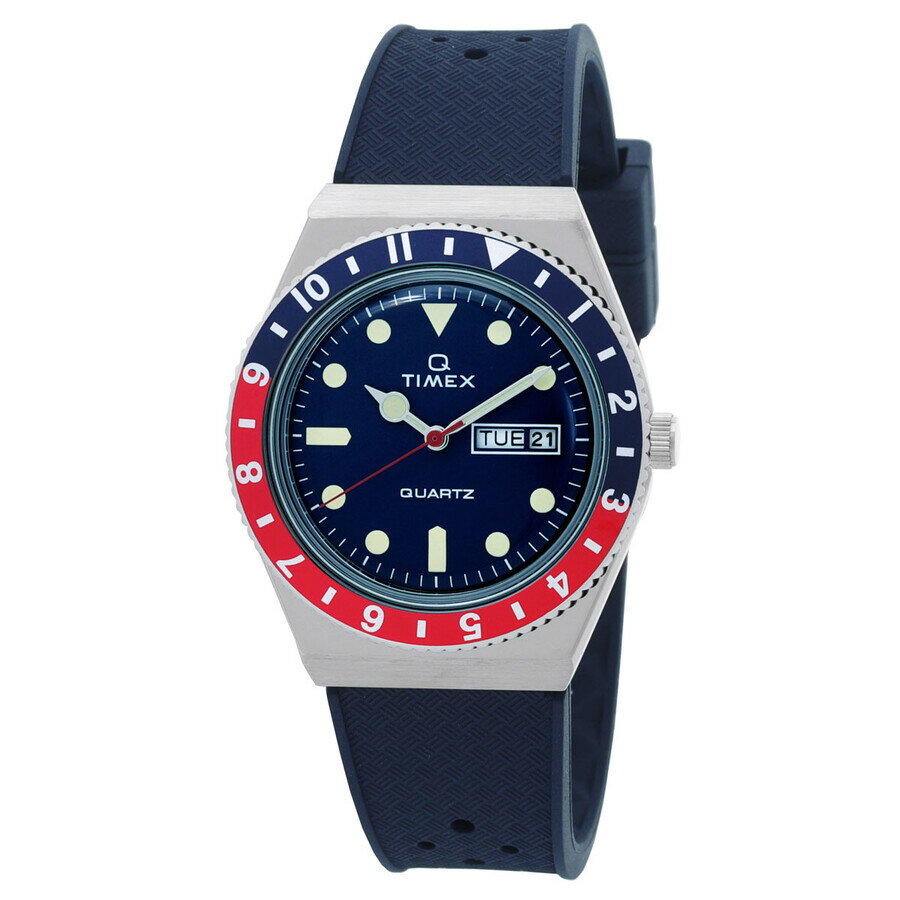 B, C, D, G, J, L, S, T, Z - TIMEX メンズ 腕時計 Q TIMEX クォーツ ブルー文字盤 ペプシベゼル ラバーストラップ
