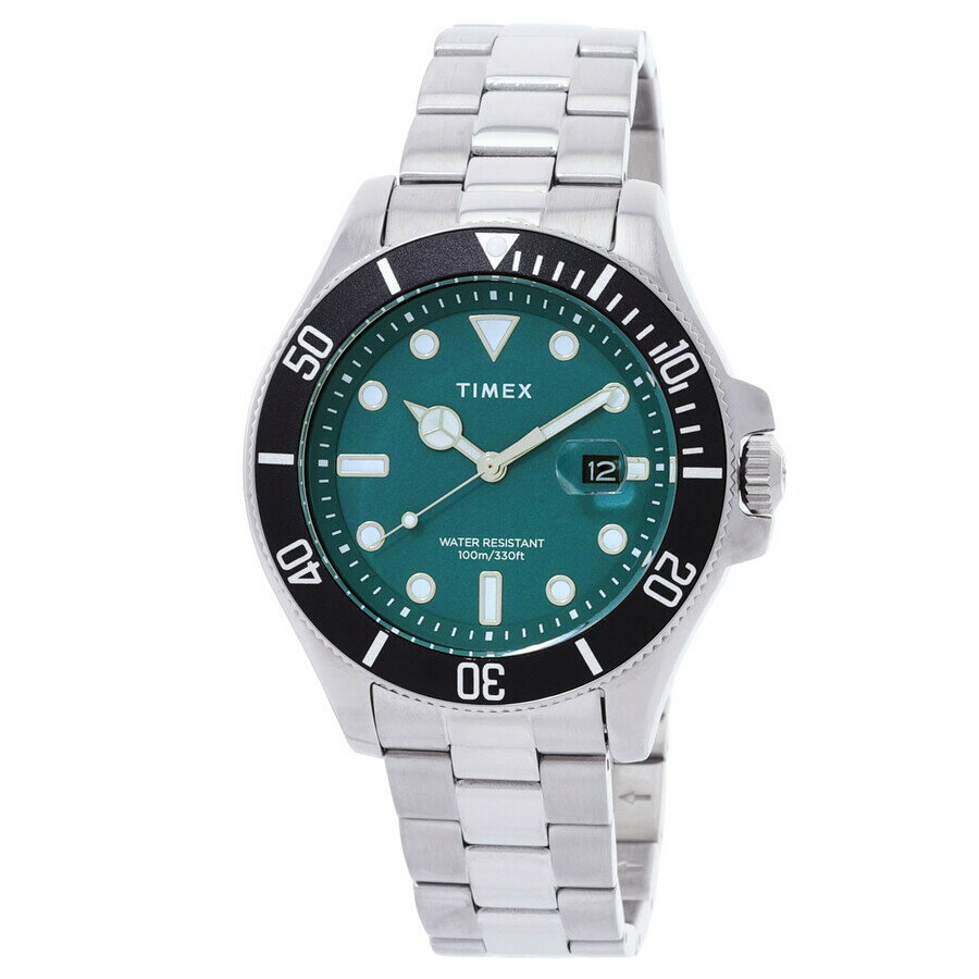 Timex メンズ 腕時計 Harborside Coast グリーン文字盤 クォーツ ステンレスベルト ダイバーズデザイン