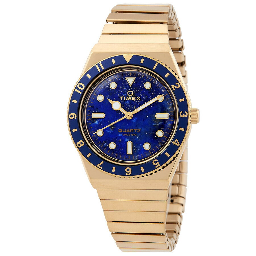 N - Timex レディース 腕時計 クォーツ ラピスラズリ文字盤 ゴールドケース ブルーベゼル 36mm