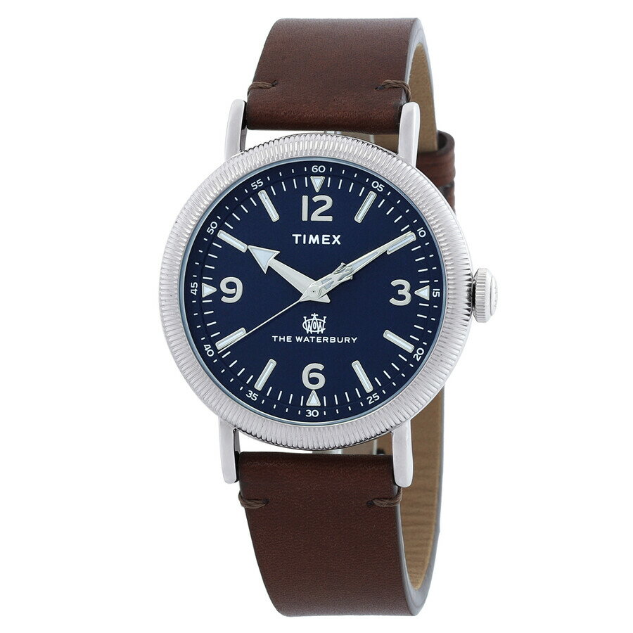 Timex Waterbury Standard メンズ 腕時計 クォーツ ブルー文字盤 ブラウンレザーベルト 40mm