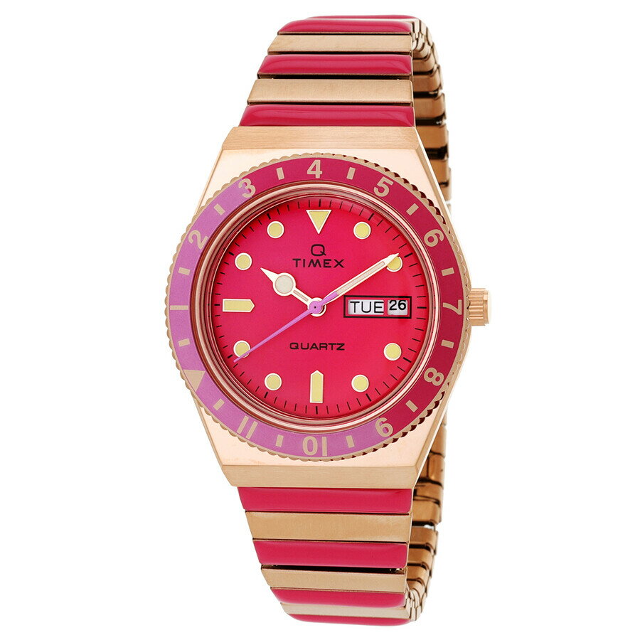 Timex レディース 腕時計 Q Timex ピンク文字盤 エクスパンションバンド クォーツ ローズゴールド