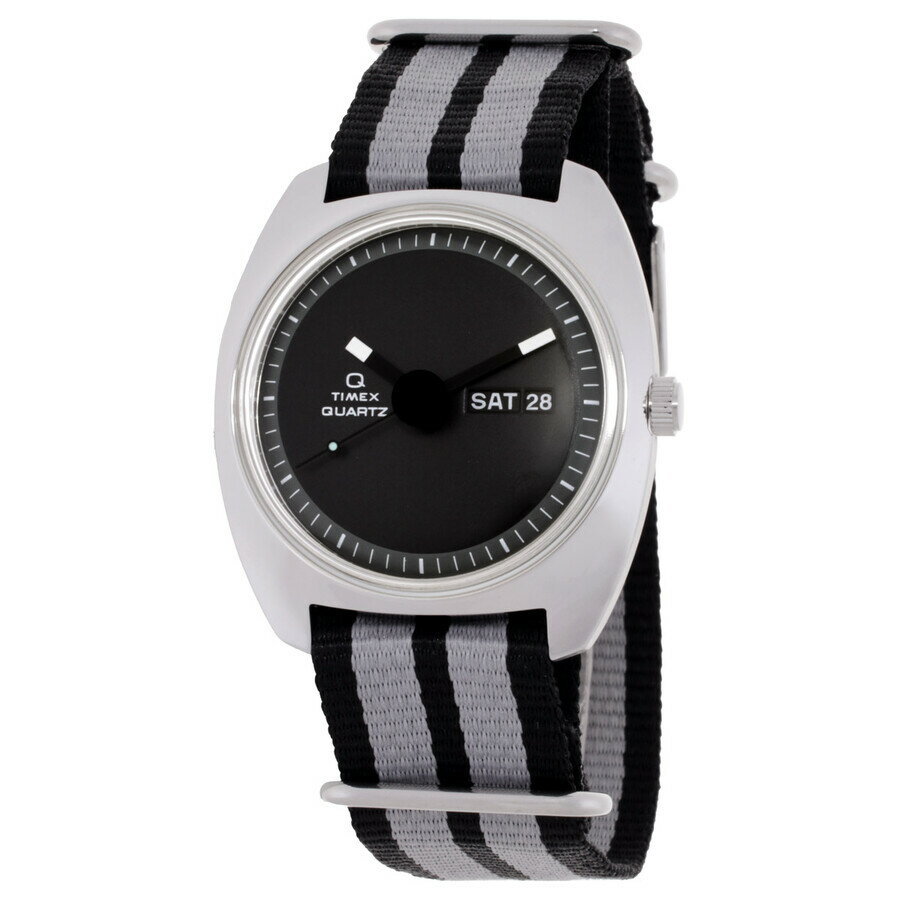Rakuten - Timex Q 1975 Enigma 腕時計 メンズ クォーツ ブラック文字盤 ストライプファブリックストラップ