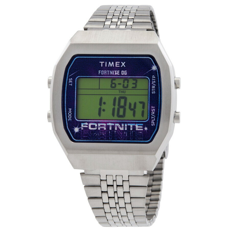 PRODUCT DETAILS Timex Fortnite T80 デジタル 腕時計 クォーツ シルバー ステンレススチール ユニセックス【商品仕様】・ ムーブメント：クォーツ・ ケース素材：ステンレススチール・ ケースサイズ：36mm・ ケース厚さ：11mm・ ブレス素材：ステンレススチール・ バンド幅：18mm・ 文字盤色：デジタル（Fortniteデザイン）・ 風防：アクリル・ 防水：30m（日常生活防水）・ 機能：日付、曜日、時間、分、秒表示【特徴】・ 人気ゲームFortniteとのコラボレーションによるT80シリーズ。・ シルバーカラーのステンレススチールケースとブレスレットを採用したレトロなデジタル時計。・ 文字盤にはFortniteの世界観を反映した鮮やかなグラフィックが施されています。・ 扱いやすいデジタル表示で、日付や曜日などの実用的な機能を備えています。・ 男女問わず身につけられるクッション型のケースデザインが魅力です。 ■ 商品について 海外輸入品（説明書は英語表記の場合あり） ■ ご注意 ・掲載画像は実物に近い色味になるよう調整しておりますが、ご利用の環境により差異が生じる場合があります。・複数店舗で在庫を共有しているため、ご注文後に在庫切れとなる場合がございます。 ■ 納期について お届けの目安を必ずご確認ください。 海外正規ルート仕入れ品 海外ブランド ▼ 海外正規ブランド店 正規代理店 ▼ 当 店 ※本商品は並行輸入品です 製造元は正規品と同一のブランド・メーカーです。当店では海外正規ルートより仕入れた商品を取り扱っております。流通ルートが異なるのみで、商品自体に違いはございません。 ── 当店の商品について ── 正規品のみ取り扱い 海外正規店・正規代理店から商品を直接仕入れ、国内に輸入して販売しております。 日本未入荷・海外限定モデルも多数 日本未入荷・海外限定モデルも多数取り扱っております。サイズ・カラー違いや海外限定で販売された製品など、日本では手に入りにくいアイテムをお届けいたします。 お求めやすい価格の理由 海外市場での価格差や流通ルートの違いにより、国内販売価格よりお求めやすくなっております。品質はそのままに、よりお手頃な価格でお届けいたします。 安心保証 ご使用前に万が一、製品に不具合がございました場合は、交換または商品代金のご返金にて対応させていただきます。商品到着後5日以内にご連絡ください。 ご注意 海外からの輸入品となります。海外輸送のため、外箱に軽微なスレ等がある場合がございますが、商品本体には影響ございません。 ※在庫状況は仕入先の在庫情報をもとに出来る限り正確に表示しておりますが、取寄せ商品のため、タイミングによりご注文後に欠品・キャンセルとなる場合がございます。 お探しの商品がございましたら、お気軽にご相談ください。