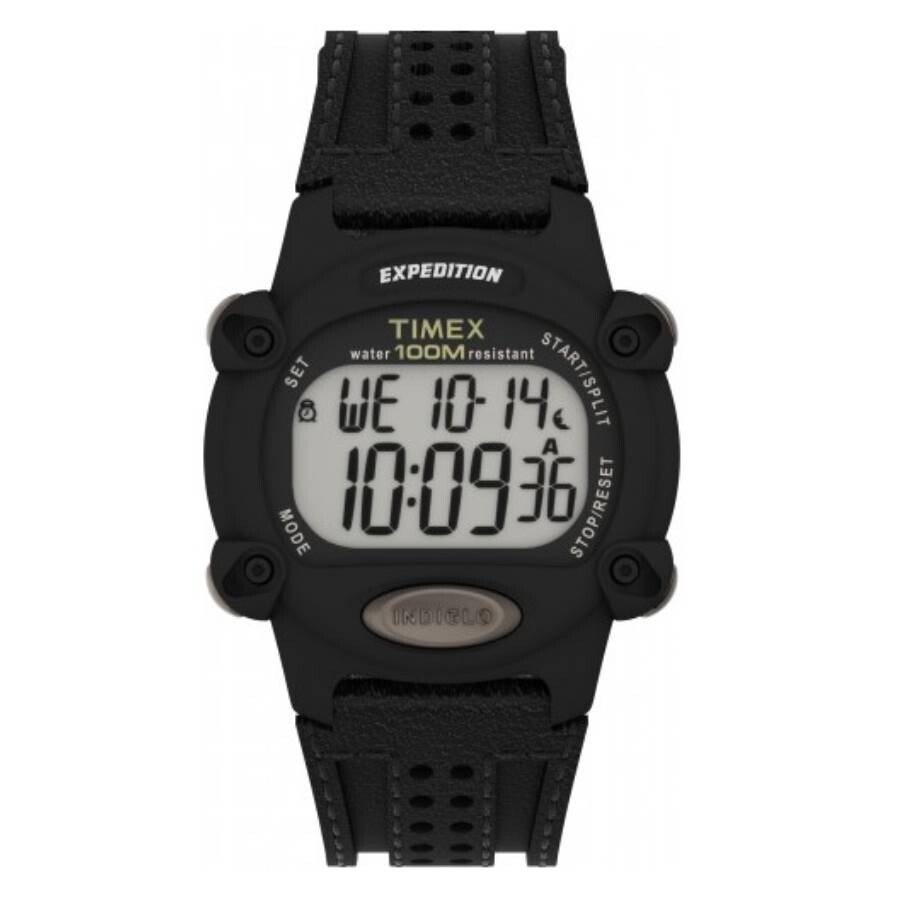 Timex Expedition デジタル腕時計 メンズ ブラック レジンケース レザーベルト クォーツ 100m防水