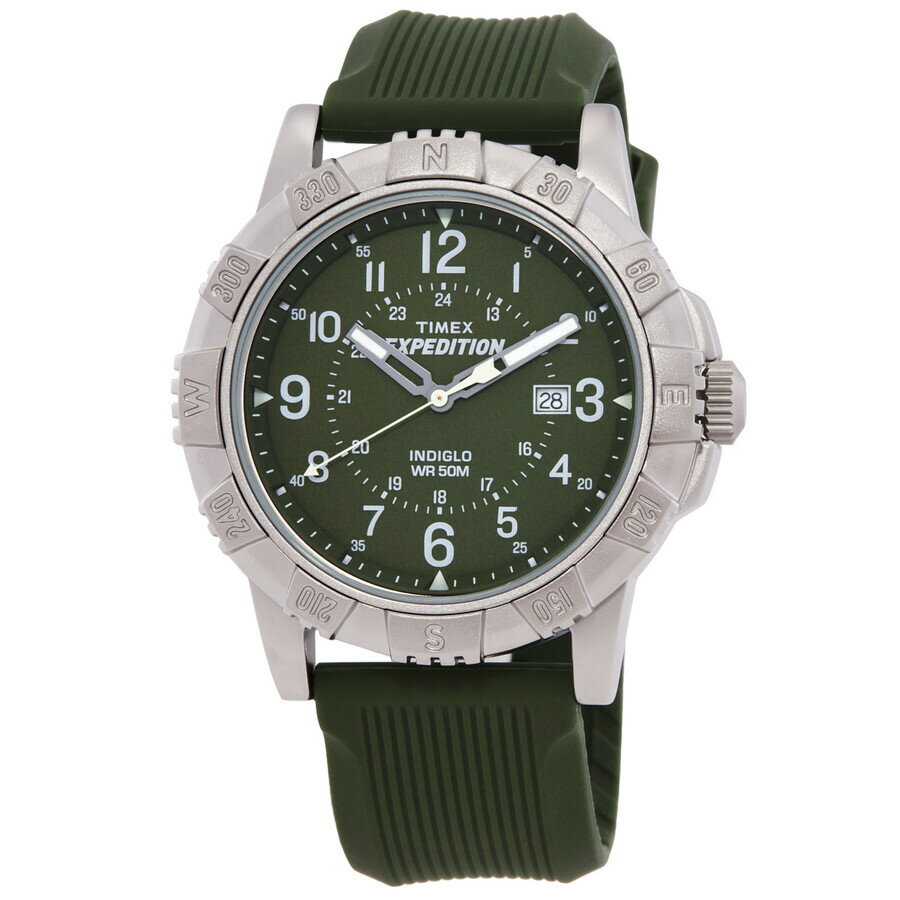 Timex Expedition Ridge メンズ腕時計 クォーツ グリーン文字盤 シリコンベルト 45mm