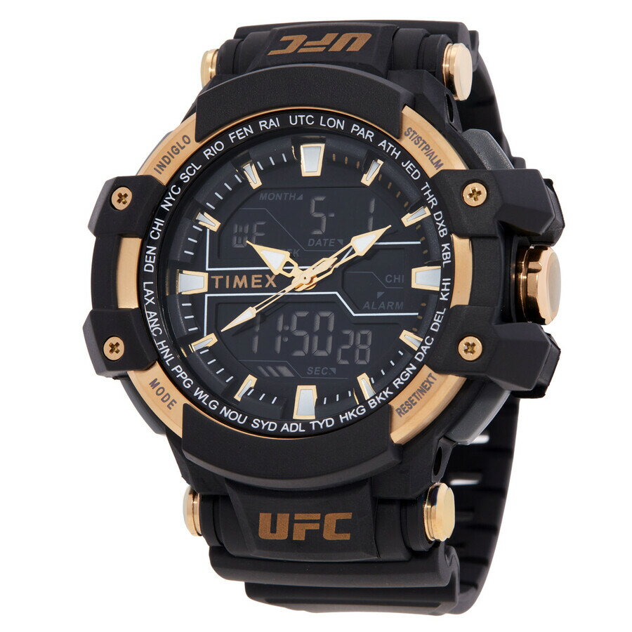 Timex メンズ 腕時計 アナログ・デジタル UFC Combat クォーツ ブラック ゴールド ラバーベルト