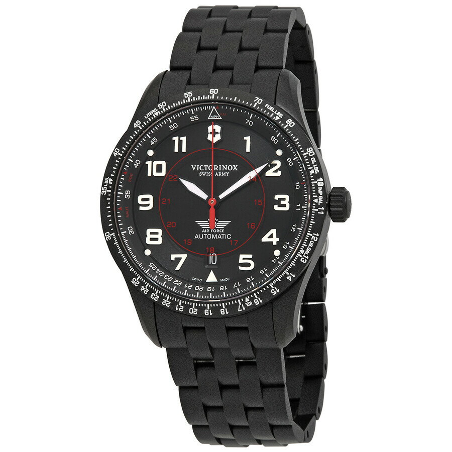 Victorinox Airboss メンズ 腕時計 自動巻き ブラック文字盤 PVDステンレススチールベルト
