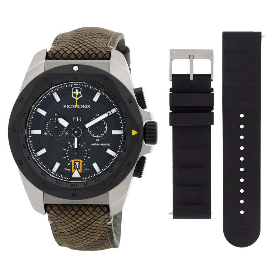 Rakuten - Victorinox I.N.O.X. クロノグラフ メンズ 腕時計 クォーツ ブラック文字盤 ブラウンラバーストラップ