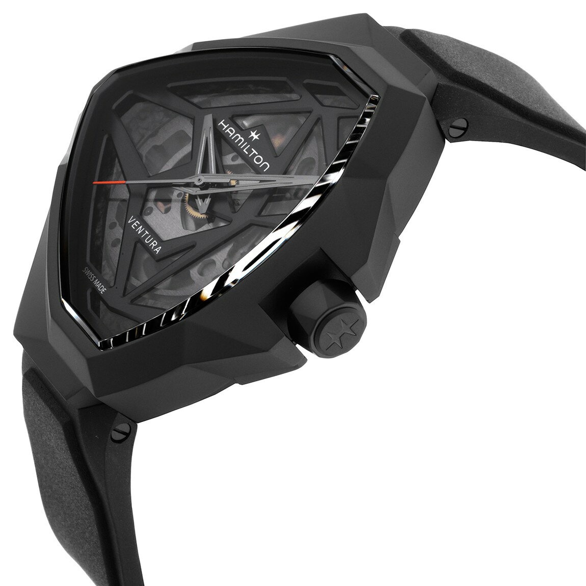 Hamilton Ventura Edge Skeleton 腕時計 ブラックダイヤル ラバーベルト 自動巻 メンズ H24645330
