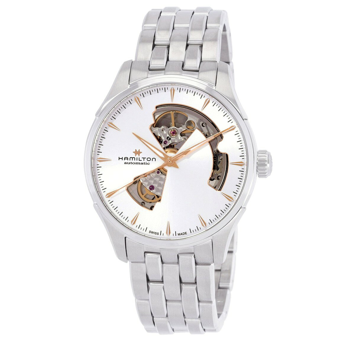 Hamilton Jazzmaster Open Heart Auto 腕時計 シルバー文字盤 自動巻き ステンレス メンズ H32675151
