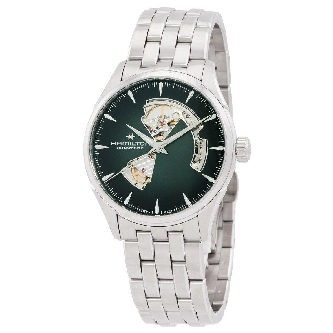 Hamilton Jazzmaster Open Heart 腕時計 メンズ グリーン文字盤 自動巻き ステンレス H32705160