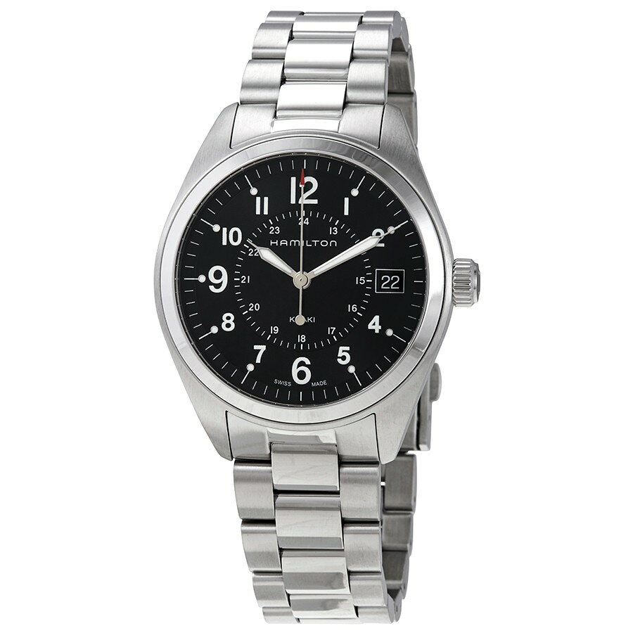 Hamilton Khaki Field 腕時計 ブラック文字盤 ステンレススチール メンズ クオーツ H68551933