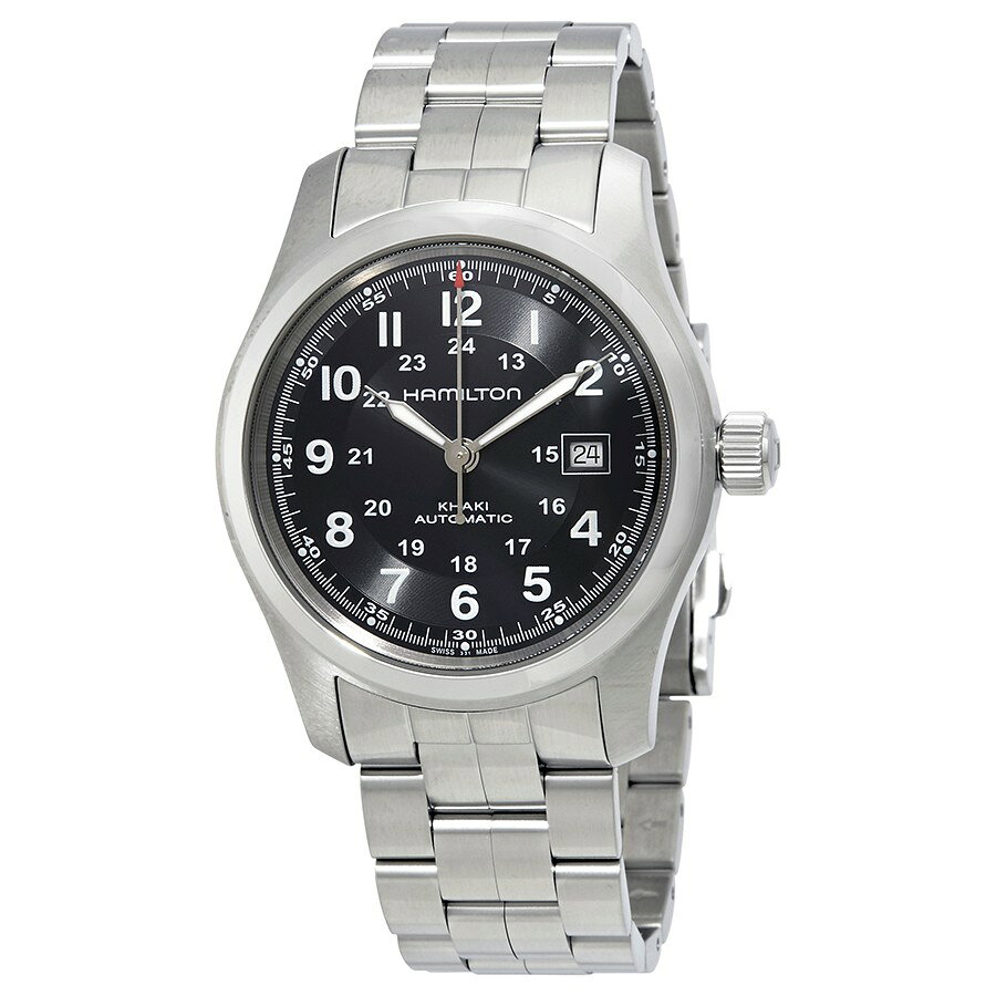 Hamilton Khaki Field Automatic 腕時計 メンズ ブラック文字盤 ステンレス H70515137
