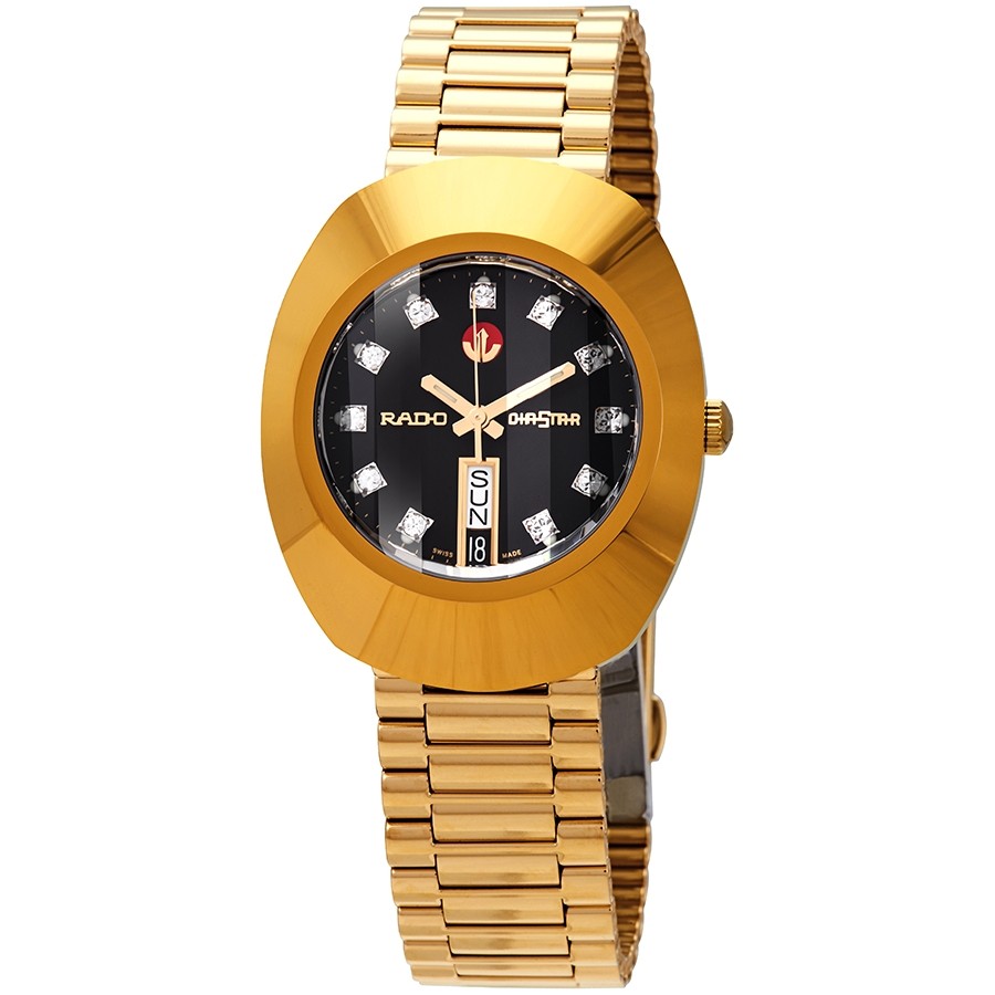 Rado The Original 腕時計 ブラックダイヤル イエローゴールド 自動巻 ユニセックス R12413613
