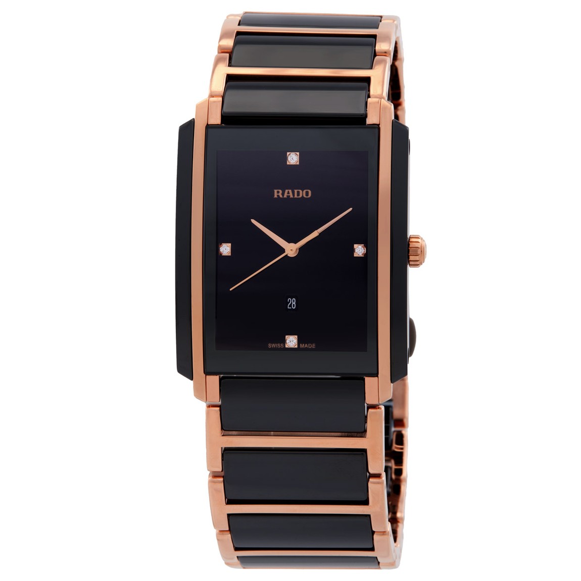 Rado Integral L 腕時計 ブラック文字盤 セラミック ダイヤモンド メンズ クオーツ R20207712