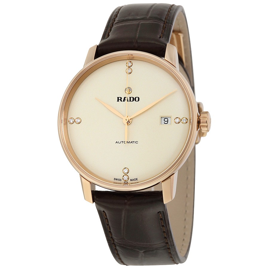 Rado Coupole Classic Automatic 腕時計 シャンパン文字盤 ローズゴールドPVD レザー ユニセックス R22861765