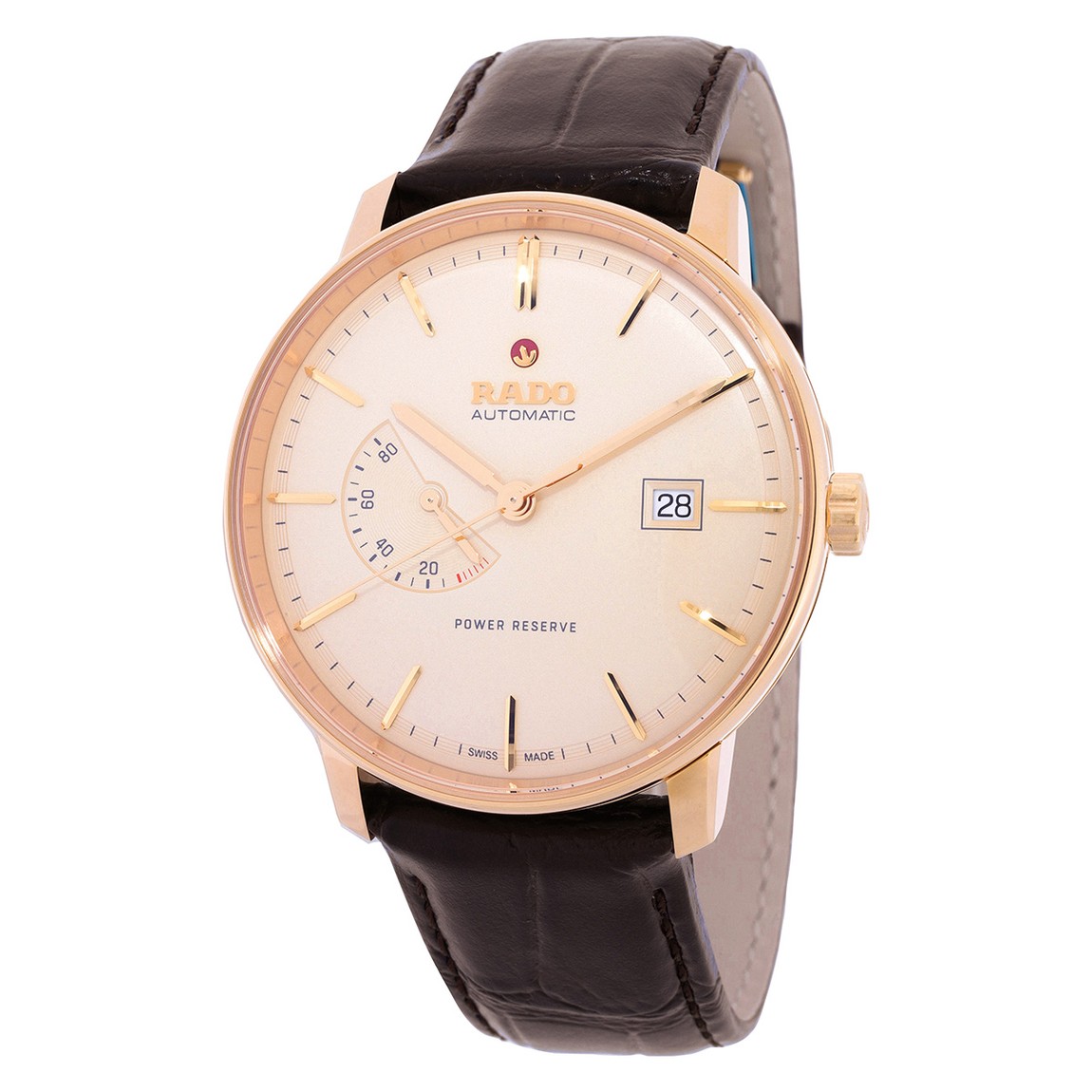 Rado Coupole Classic 腕時計 メンズ アイボリー文字盤 ブラウンレザーストラップ パワーリザーブ R22879315