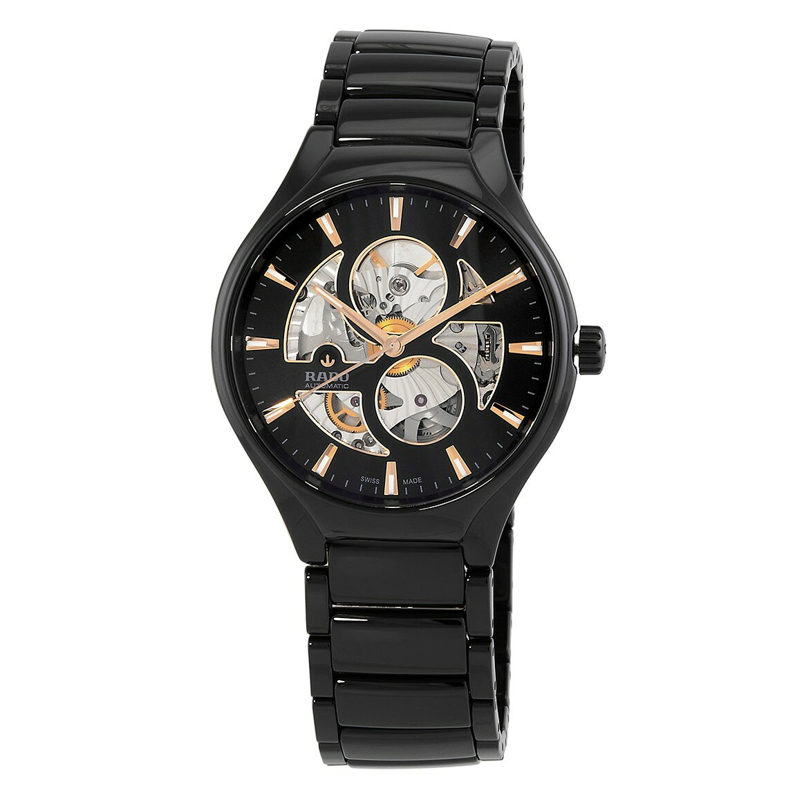 Rado True Round 腕時計 自動巻 ブラックダイヤル ユニセックス ハイテックセラミック R27107172