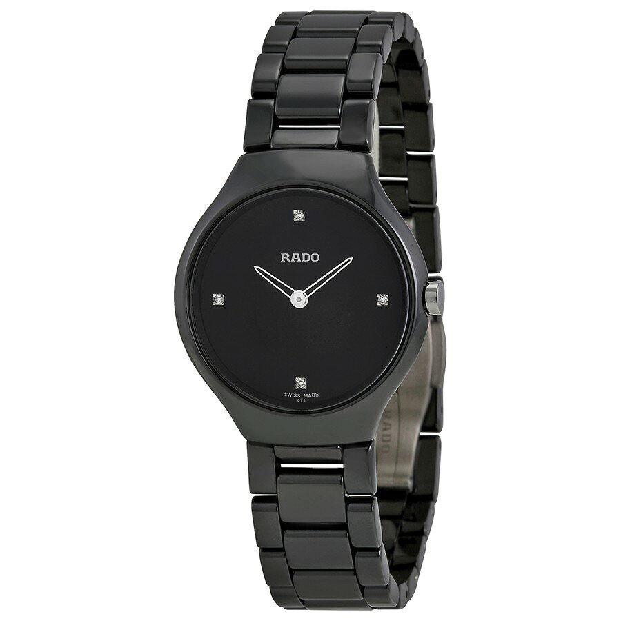 Rado True Thinline 腕時計 ブラック文字盤 ブラックセラミック クオーツ レディース R27742712