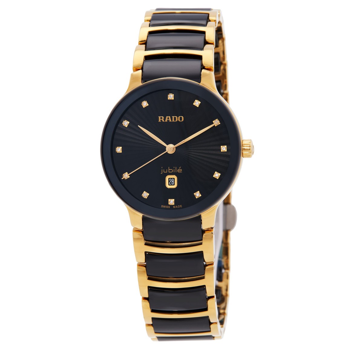 Rado Centrix Diamonds 腕時計 ブラック文字盤 クオーツ レディース ツートンカラー R30025742