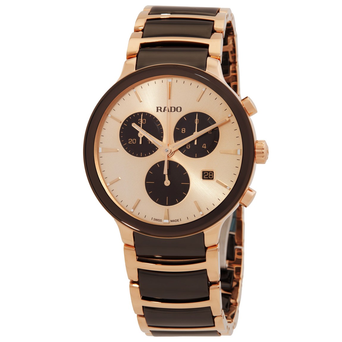 Rado Centrix Chronograph 腕時計 メンズ シャンパン文字盤 クオーツ ローズゴールド ブラウン セラミック R30212402