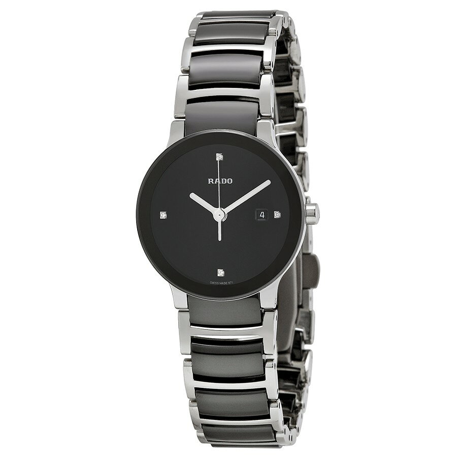Rado Centrix 腕時計 レディース ブラック文字盤 ダイヤモンド クオーツ セラミック R30935712