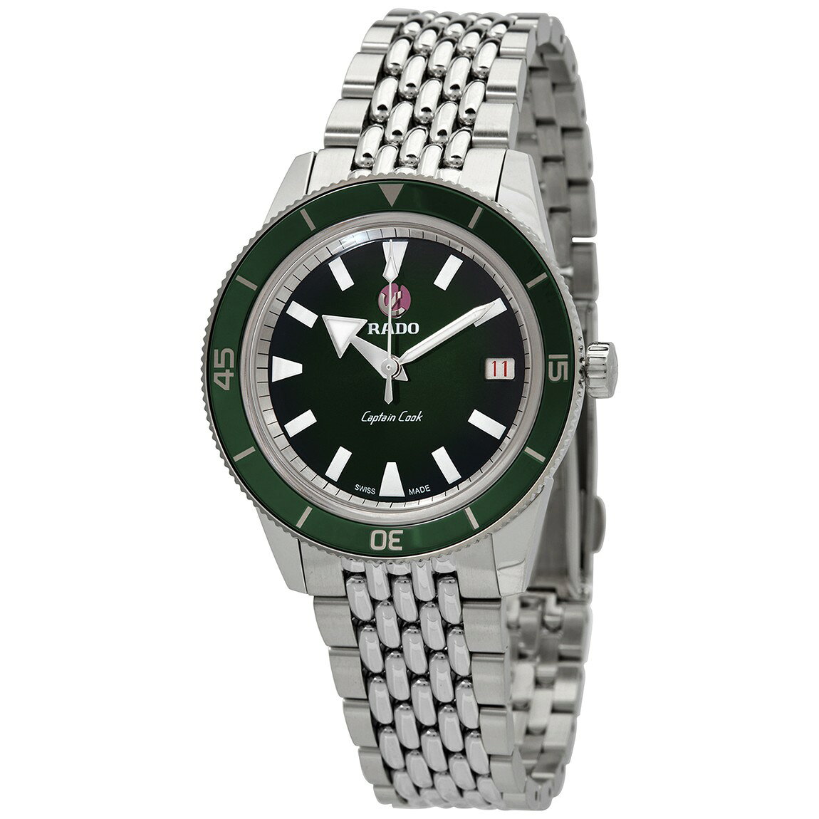 Rado Captain Cook 腕時計 ユニセックス グリーン文字盤 自動巻き ステンレスモデル R32500323