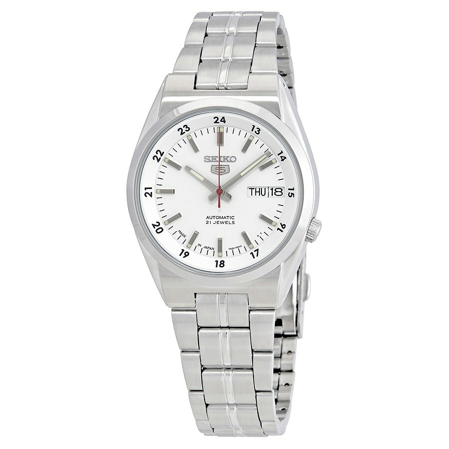 Seiko Series 5 腕時計 メンズ ホワイト文字盤 自動巻き カレンダー ステンレス 日本 ...