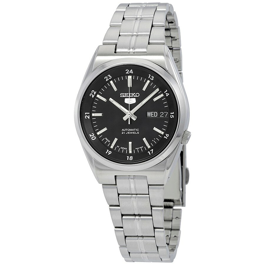 Seiko Series 5 腕時計 自動巻き ブラック文字盤 メンズ デイデイト 日本製 SNK5 ...