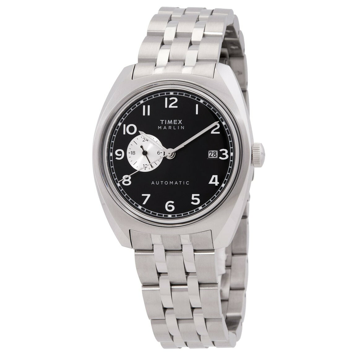 Timex Marlin Automatic 腕時計 ブラック文字盤 自動巻き メンズ ステンレススチール シルバー TW2W58800