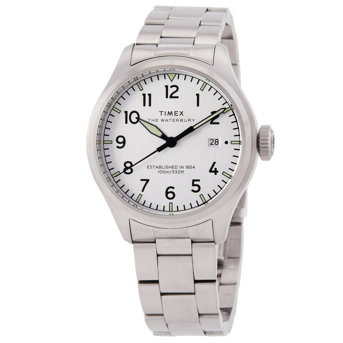 Timex Waterbury Ace 腕時計 メンズ シルバー文字盤 ステンレス クォーツ TW2Y18800