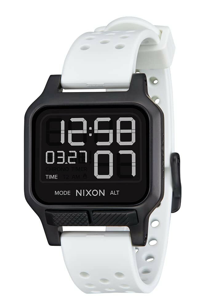 PRODUCT DETAILS NIXON Heat 腕時計 デジタル メンズ レディース 38mm ステンレススチール 100m防水 超薄型 スポーツ A1320【商品仕様】・ ブランド：NIXON・ ムーブメント：カスタムデジタルLCD・ ケース素材：ステンレススチール・ ケース径：38mm・ ケース厚：8mm・ バンド素材：ポリウレタン・ バンド幅：20mm・ 文字盤カラー：液晶・ 防水性：100M/10気圧防水・ 風防：硬化ミネラルクリスタル・ 付属品：箱【特徴】・ 厚さ8mmのステンレススチールケースを採用した薄型設計で、スポーツやトレーニング中の激しい動きに対応します。・ クロノグラフ、プリセット/カスタムタイマーに加え、残り60秒を通知するファイナルカウントダウン機能を搭載しています。・ 20mm幅のパンチング加工済みラバーストラップにより、運動中の通気性を確保し快適な装着感を維持します。・ 100M（10気圧）の防水性能を備え、陸上だけでなくプールや水場でのトレーニングにも使用可能です。・ ELバックライト機能を搭載しており、夜間や暗い環境下でもディスプレイの情報を正確に読み取ることができます。 ■ 商品について 海外輸入品（説明書は英語表記の場合あり） ■ ご注意 ・掲載画像は実物に近い色味になるよう調整しておりますが、ご利用の環境により差異が生じる場合があります。・複数店舗で在庫を共有しているため、ご注文後に在庫切れとなる場合がございます。 ■ 納期について お届けの目安を必ずご確認ください。 海外正規ルート仕入れ品 海外ブランド ▼ 海外正規ブランド店 正規代理店 ▼ 当 店 ※本商品は並行輸入品です 製造元は正規品と同一のブランド・メーカーです。当店では海外正規ルートより仕入れた商品を取り扱っております。流通ルートが異なるのみで、商品自体に違いはございません。 ── 当店の商品について ── 正規品のみ取り扱い 海外正規店・正規代理店から商品を直接仕入れ、国内に輸入して販売しております。 日本未入荷・海外限定モデルも多数 日本未入荷・海外限定モデルも多数取り扱っております。サイズ・カラー違いや海外限定で販売された製品など、日本では手に入りにくいアイテムをお届けいたします。 お求めやすい価格の理由 海外市場での価格差や流通ルートの違いにより、国内販売価格よりお求めやすくなっております。品質はそのままに、よりお手頃な価格でお届けいたします。 安心保証 ご使用前に万が一、製品に不具合がございました場合は、交換または商品代金のご返金にて対応させていただきます。商品到着後5日以内にご連絡ください。 ご注意 海外からの輸入品となります。海外輸送のため、外箱に軽微なスレ等がある場合がございますが、商品本体には影響ございません。 ※在庫状況は仕入先の在庫情報をもとに出来る限り正確に表示しておりますが、取寄せ商品のため、タイミングによりご注文後に欠品・キャンセルとなる場合がございます。 お探しの商品がございましたら、お気軽にご相談ください。