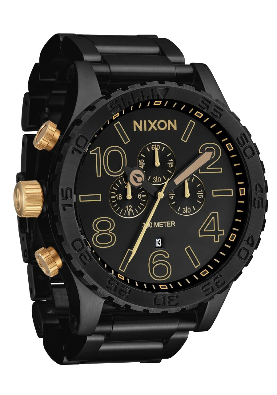 NIXON 51-30 Chrono 腕時計 マットブラック ゴールド メンズ クオーツ 300m防水 A1389