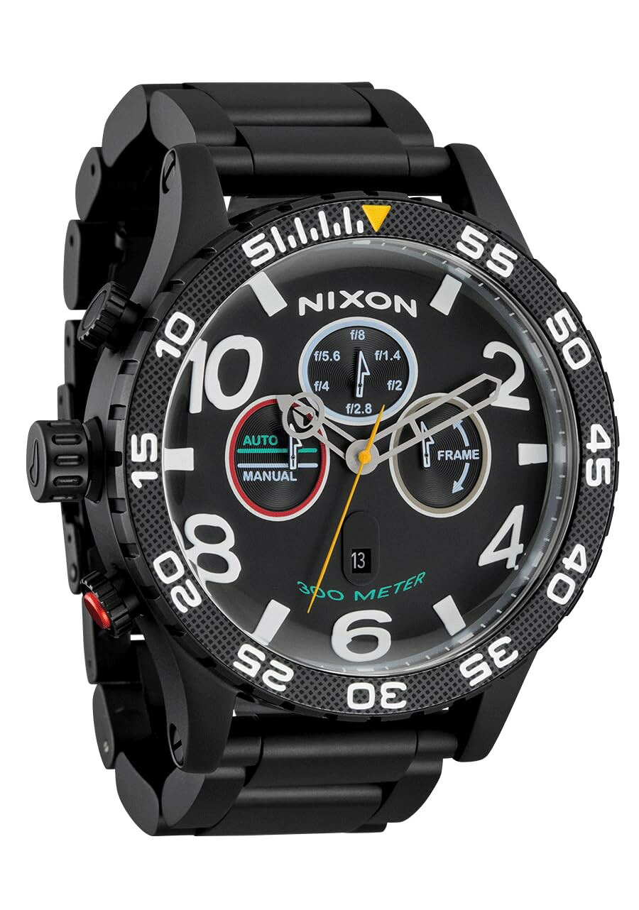 NIXON 51-30 Chrono 腕時計 メンズ クロノグラフ ブラック文字盤 300m防水 ステンレス A1389