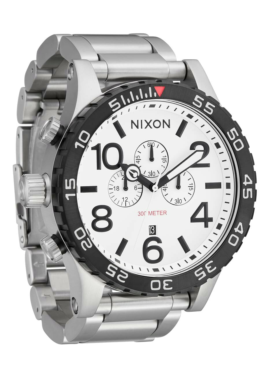NIXON 51-30 Chrono 腕時計 メンズ 300m防水 クロノグラフ シルバー ホワイト A1389