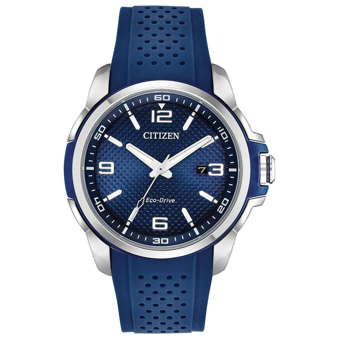 Citizen Eco-Drive Weekender 腕時計 メンズ ステンレス ブルー文字盤 ポリウレタンストラップ AW1158-05L