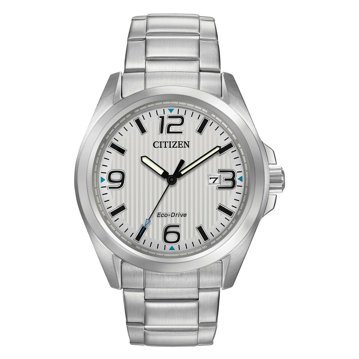 Citizen Eco-Drive Weekender Garrison 腕時計 メンズ シルバーダイヤル ステンレススチール AW1430-86A